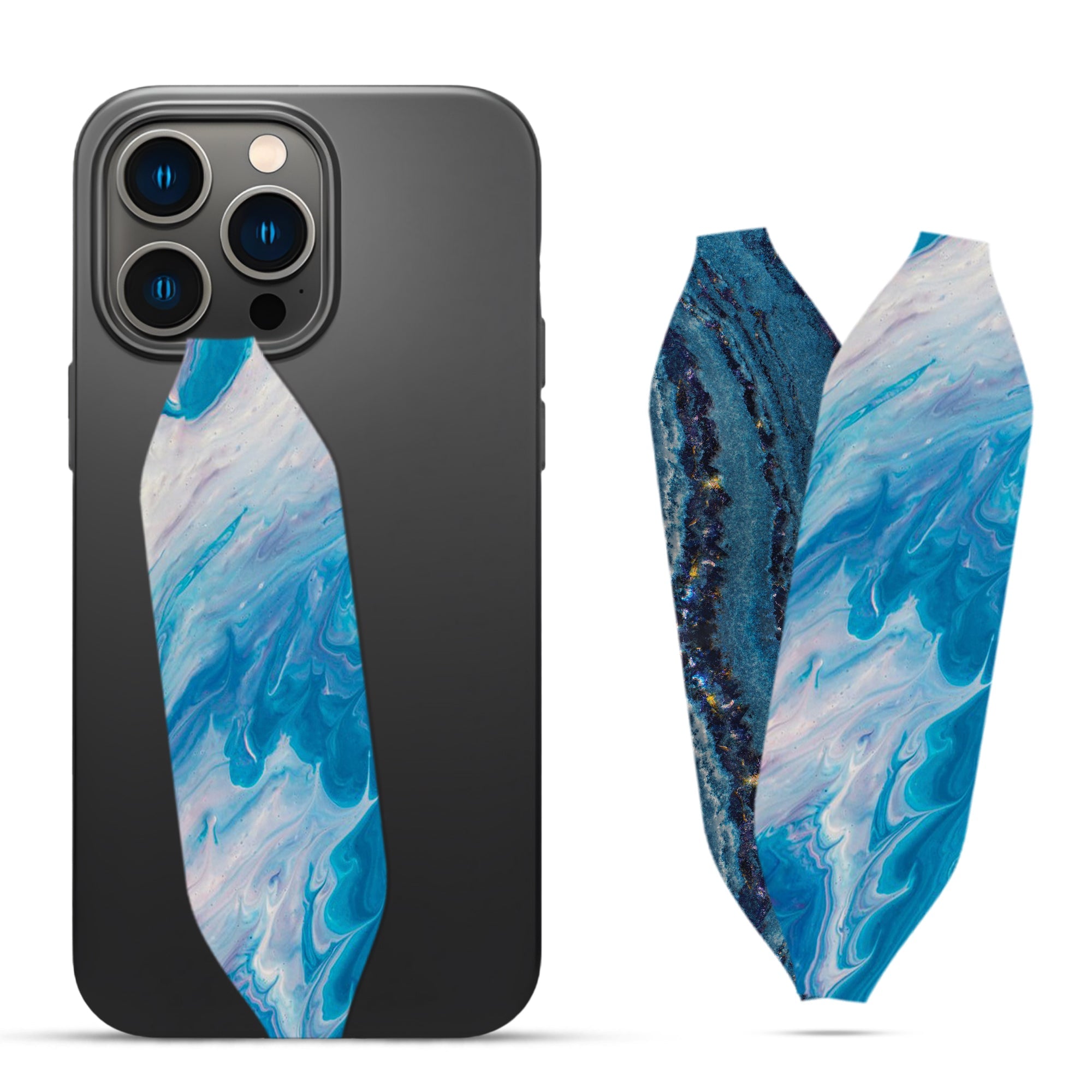 Pastel peacock blue seamless marble pattern Phone grip strap - Switch Bands 