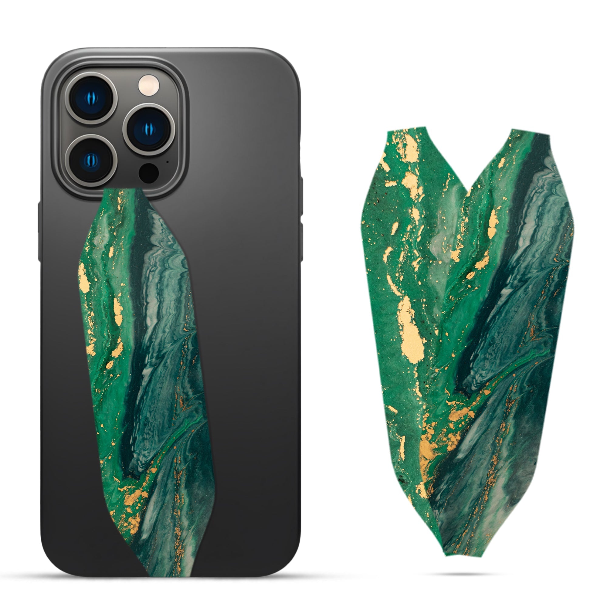 Vertical green gold abstract oil painting Phone grip strap - Switch Bands 