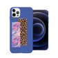 Finger Loop Phone Case For iPhone 11 Pro Black With Leopard & Pink Tie Dye Strap