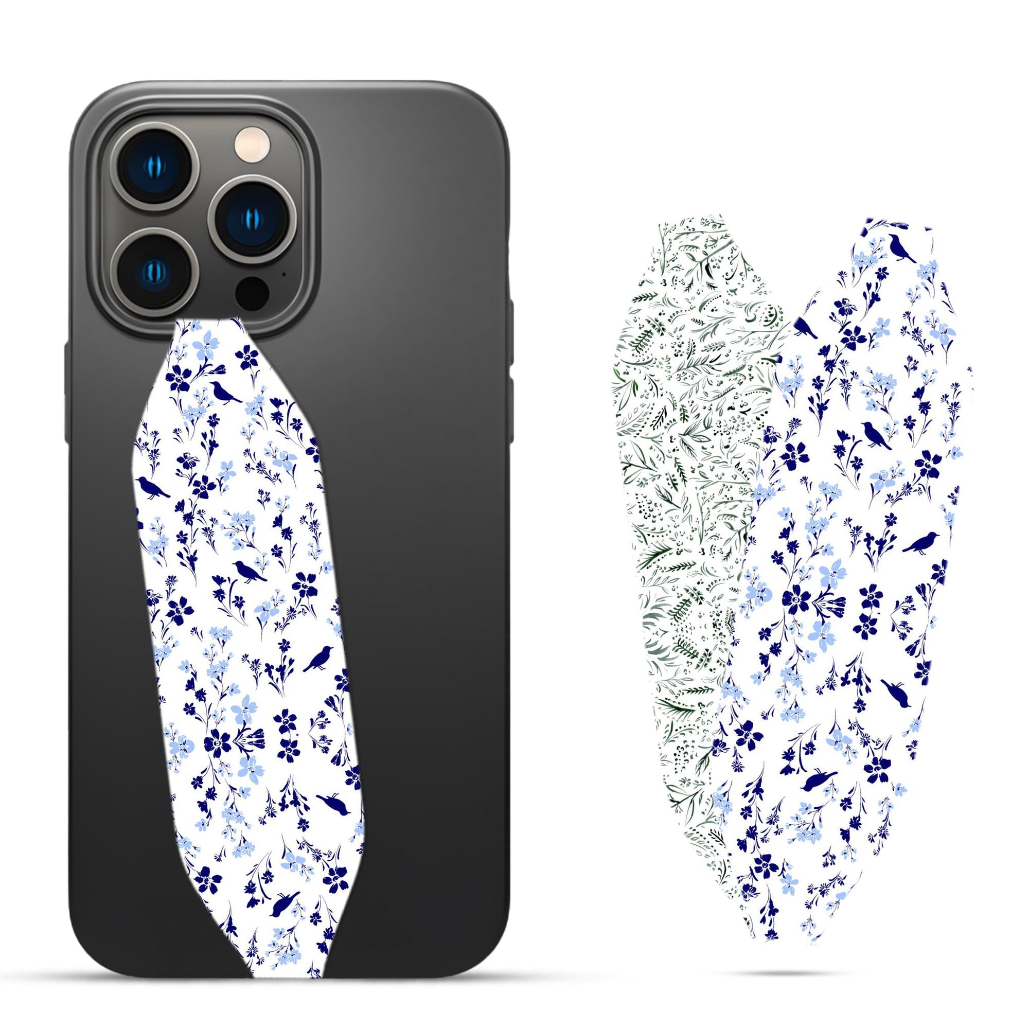 Floral blue birds Pattern strap loop - switch bands