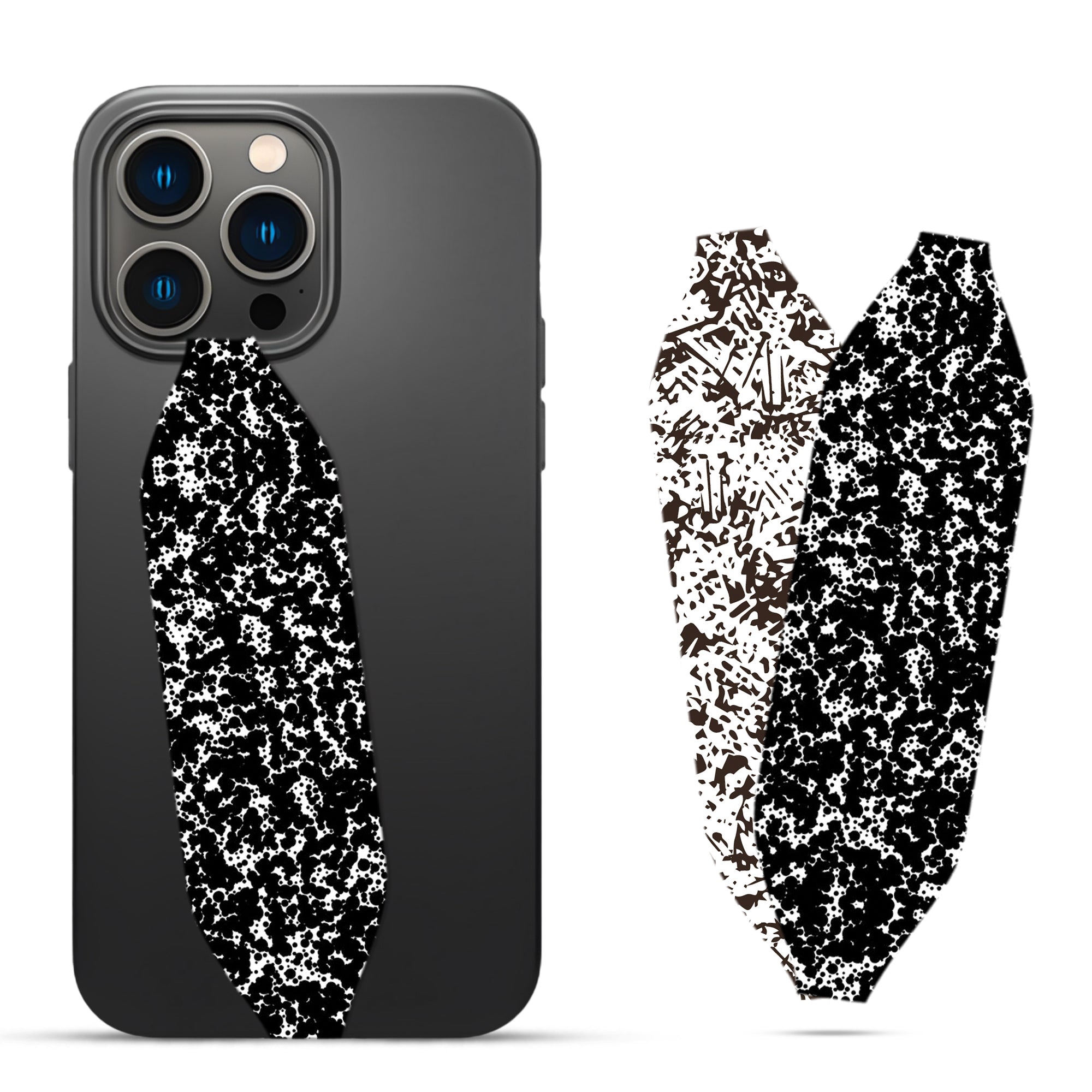 black Geometric Pattern Phone Strap Grip - Switch Bands