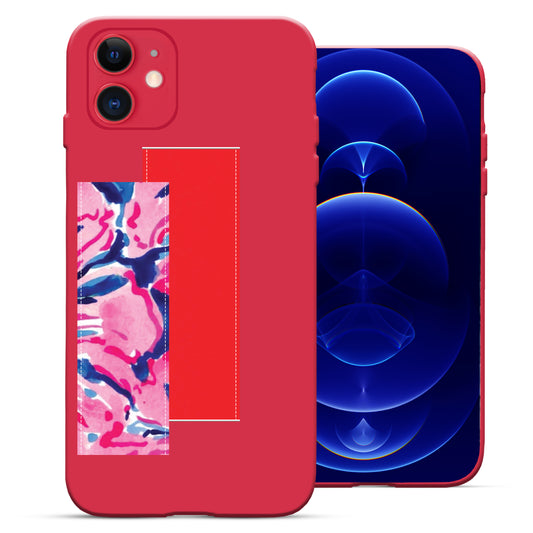 Finger Loop Phone Case For iPhone 12 Mini Red With Red & Red tie dye Strap