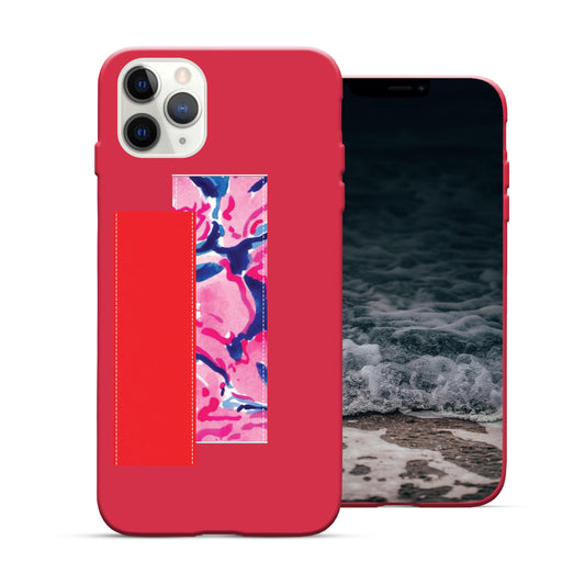 Finger Loop Phone Case For iPhone 12 Pro Max Red With Red & Red tie dye Strap
