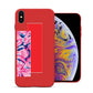 Finger Loop Phone Case For iPhone XS Max Red With Black & Grey Strap