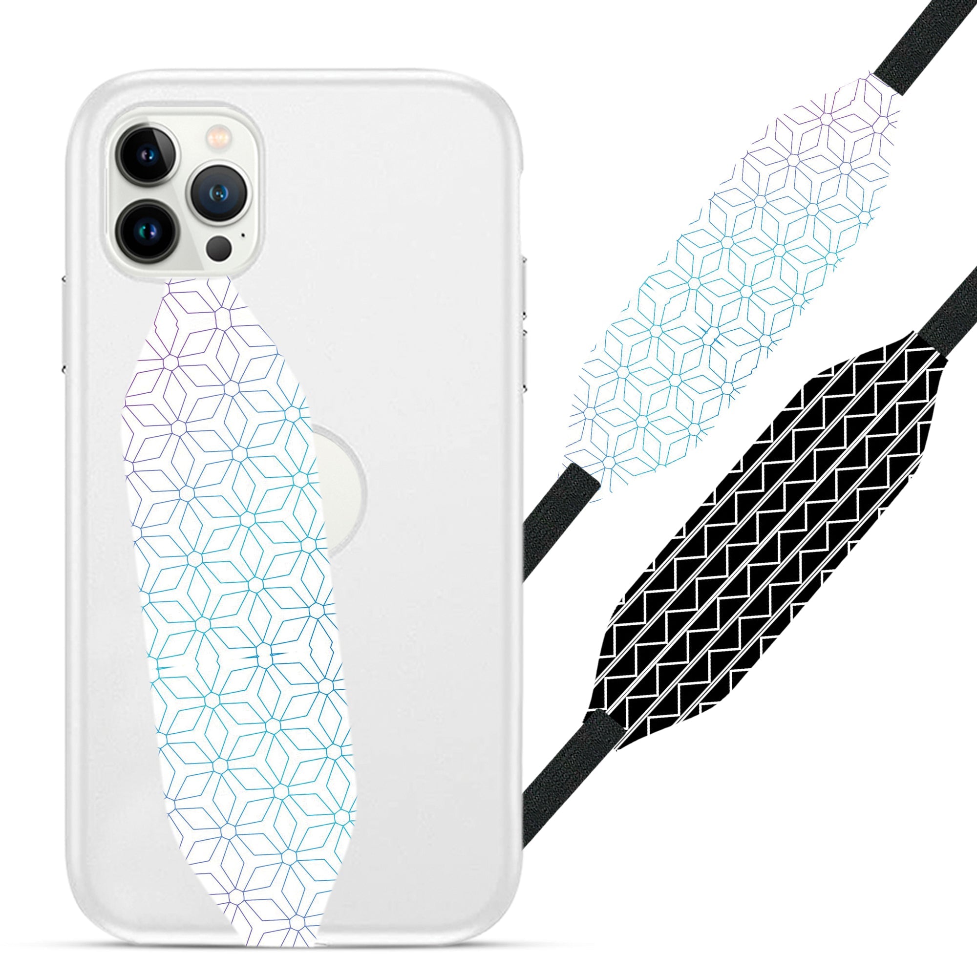 A blue pattern with lines that say the word diamond Strap Loop - Switch Bands