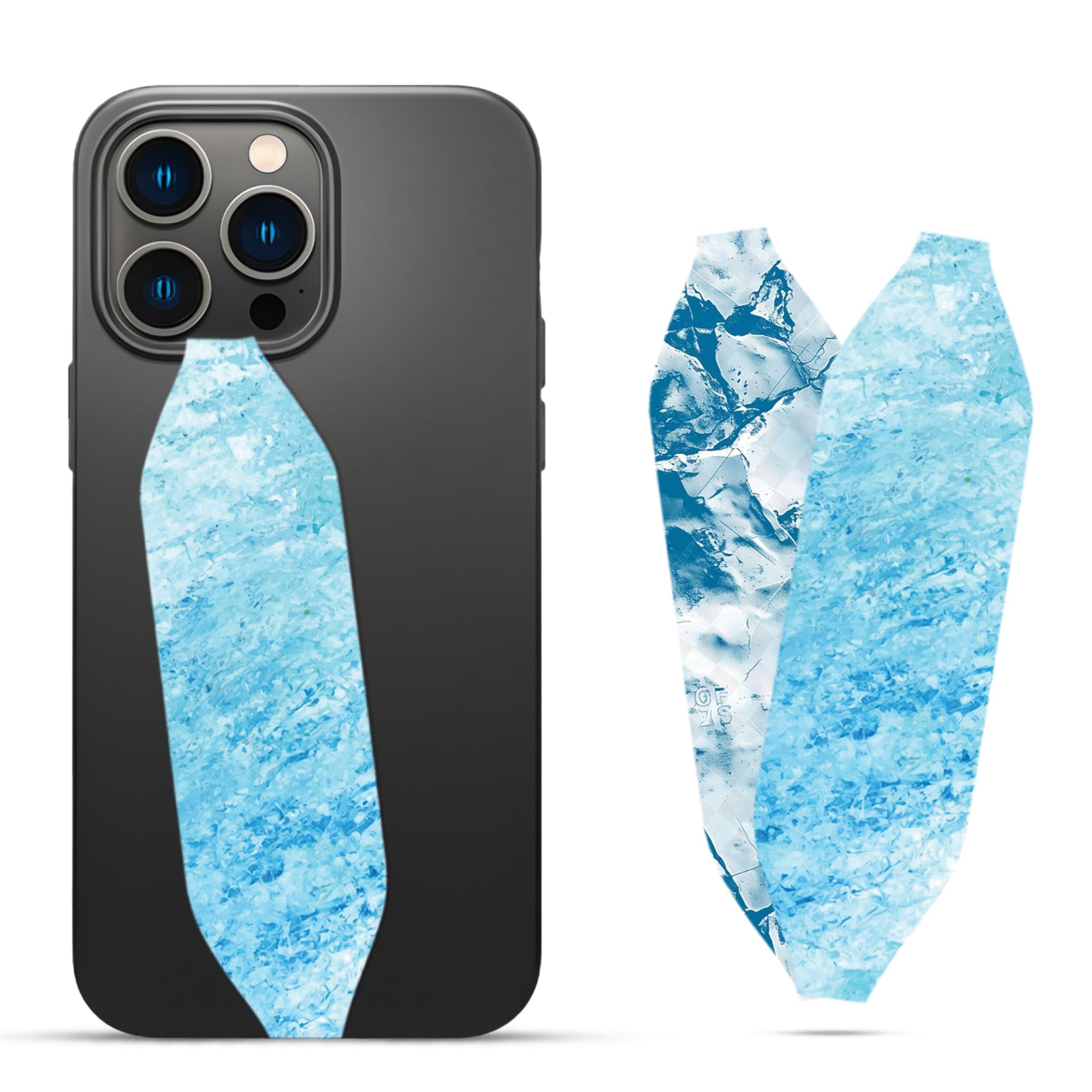 Pastel peacock blue seamless marble pattern Phone grip strap - Switch Bands 