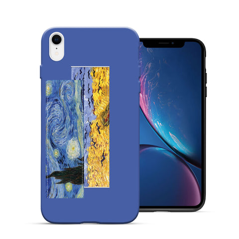 Finger Loop Phone Case For iPhone XR Blue With Starry Night Strap