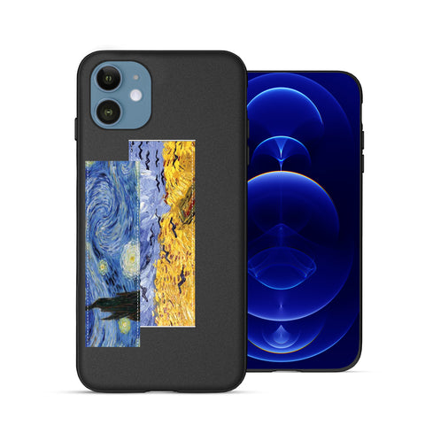 Finger Loop Phone Case For iPhone 12 Mini Black With Starry Night Strap