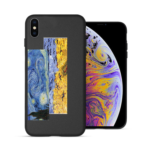 Finger Loop Phone Case For iPhone XS Max Black With Starry Night Strap