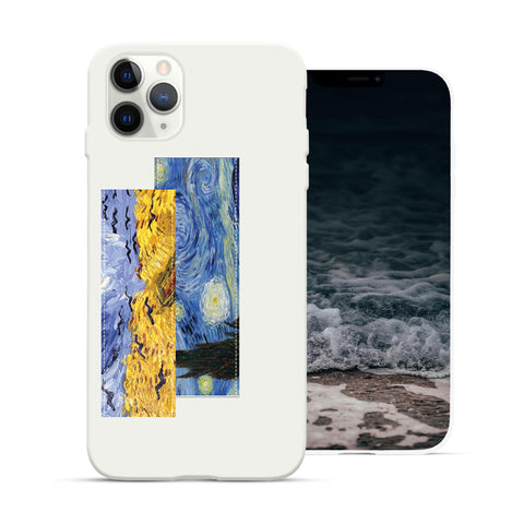 Finger Loop Phone Case For iPhone 11 Pro Max White With Starry Night Strap
