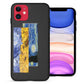 Finger Loop Phone Case For iPhone 11 Black With Leopard & Pink Tie Dye Strap