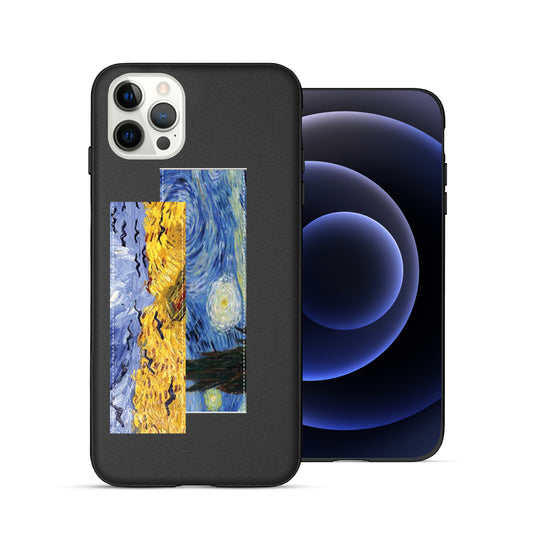 Finger Loop Phone Case For iPhone 12 & 12 Pro Black With Starry Night Strap