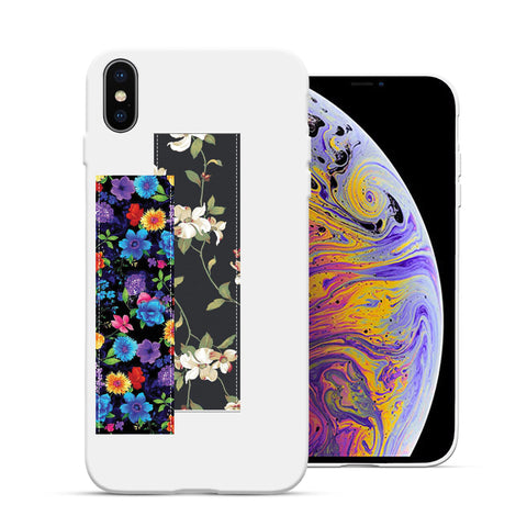 Finger Loop Phone Case For iPhone XS Max White With Vintage & Blossom Strap