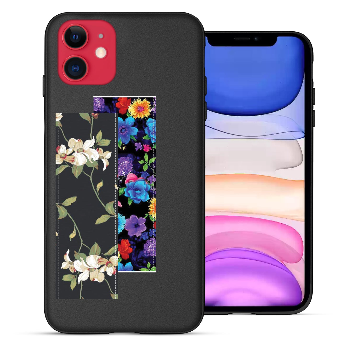 Finger Loop Phone Case For iPhone 11 Black With Starry Night Strap