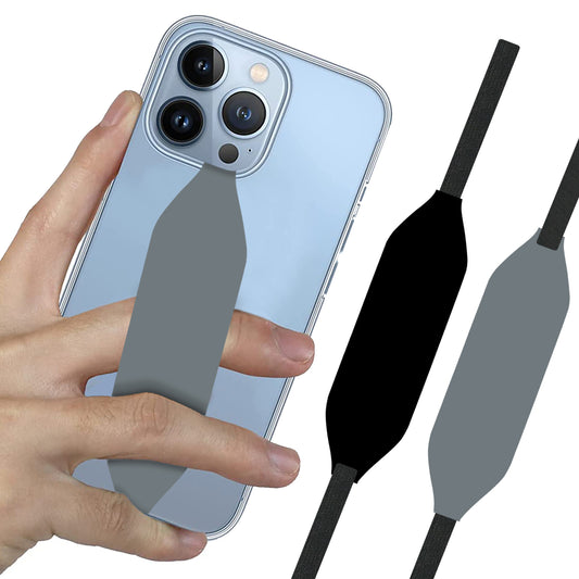 Universal Custom  Phone Grip Strap For Phone Cases As Phone Loop Holder, Phone Charms  - Black & Grey