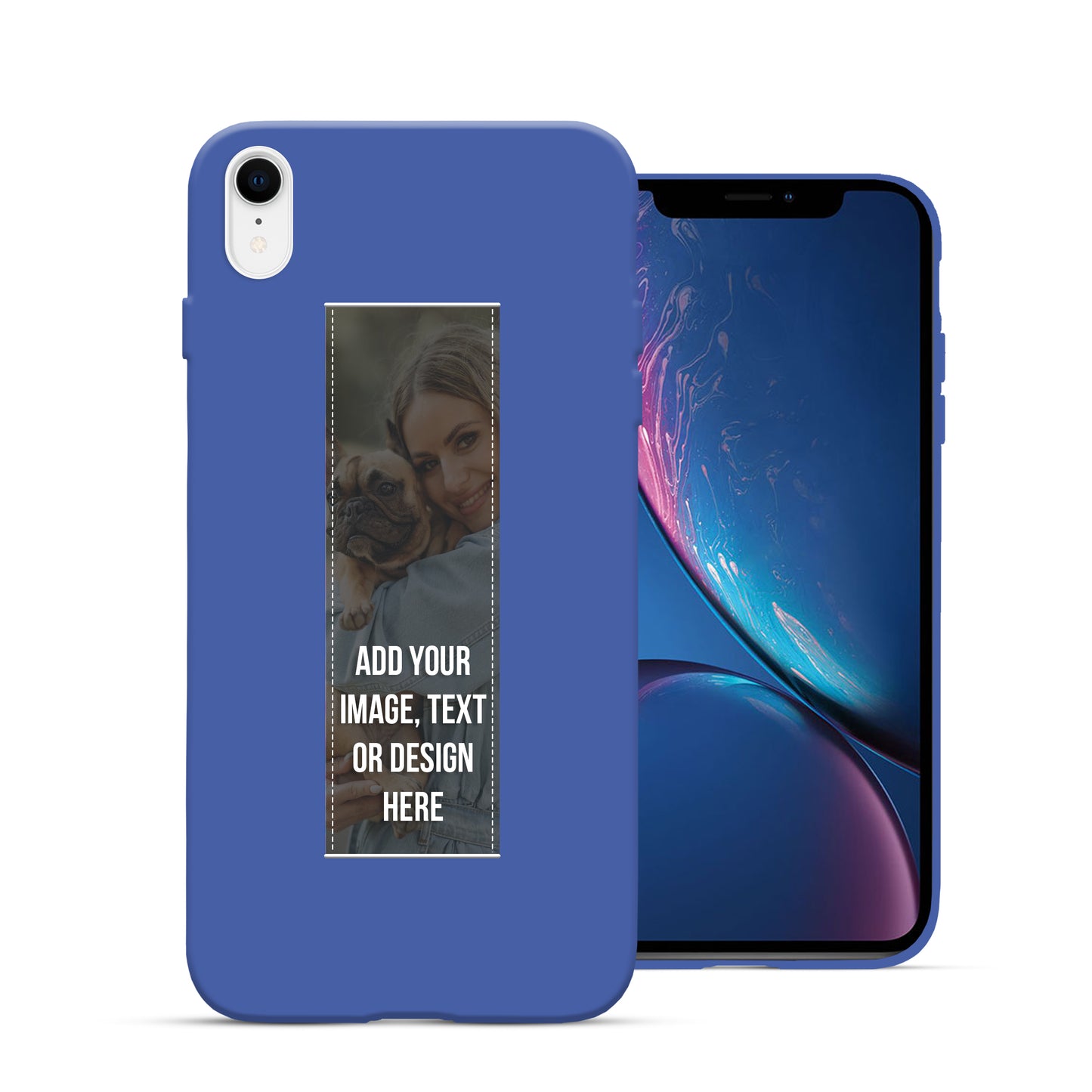 Finger Loop Phone Case For iPhone XR Blue With Custom Strap